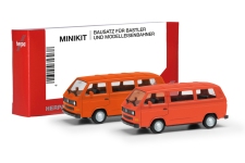 Herpa 013093-006 - H0 - VW T3 Bus - rot/orange - Bausatz (2 Stück)